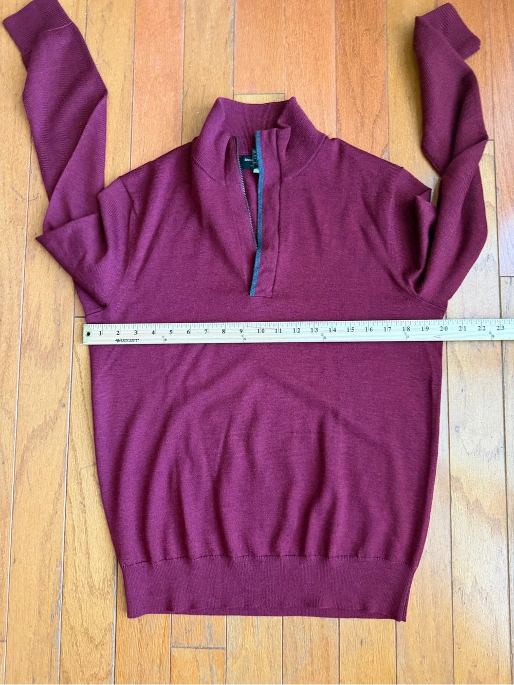 Banana Republic 1/4 Zip Wool Sweater Burgundy Pullover Top Men’s Size Small